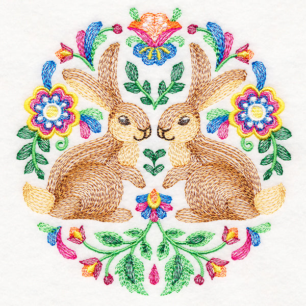 Rabbits Folk Art Crest