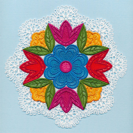 Folk Flowers Lace Doily (Freestanding)