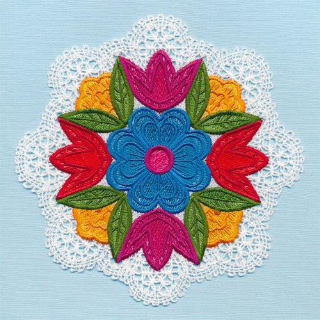 Folk Flowers Lace Doily (Freestanding)