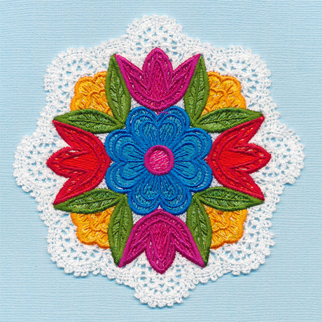 Folk Flowers Lace Doily (Freestanding)