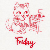 Kitchen Kitten on Friday (Redwork)