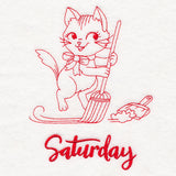 Kitchen Kitten on Saturday (Redwork)