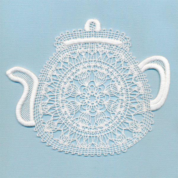 Sweet Teapot Doily (Battenburg Lace)