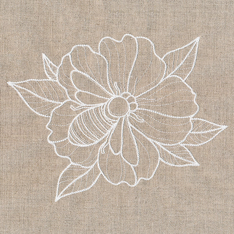 Rustic Garden Bumblebee and Hollyhock