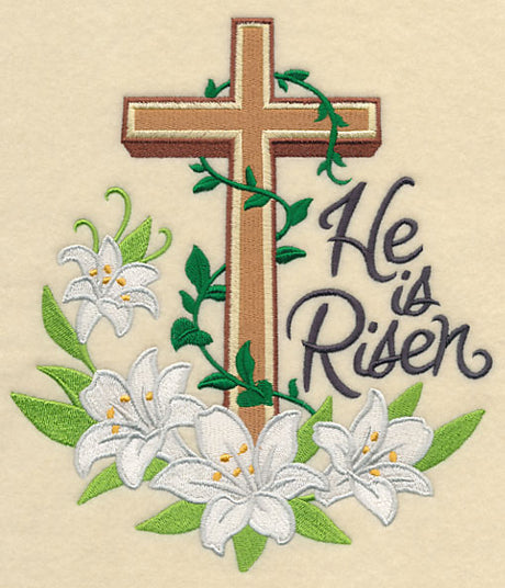 He Is Risen Cross and Lilies