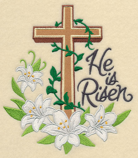He Is Risen Cross and Lilies