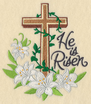 He Is Risen Cross and Lilies