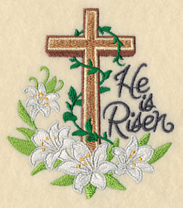 He Is Risen Cross and Lilies
