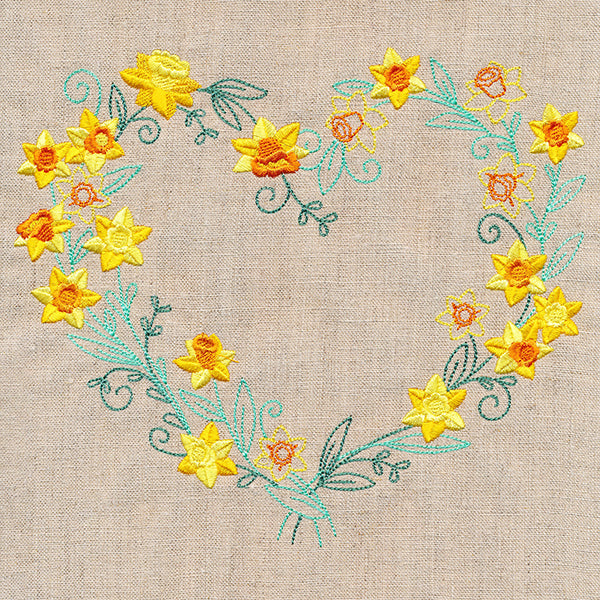 Delicate Daffodils Heart Wreath