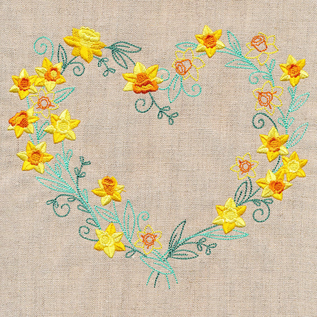 Delicate Daffodils Heart Wreath