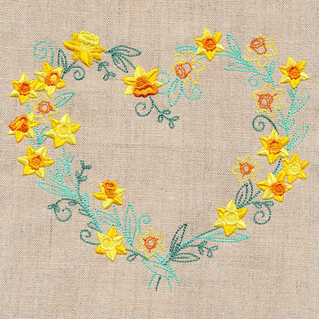 Delicate Daffodils Heart Wreath