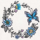 Botanical Blooms Butterfly Wreath in Watercolor
