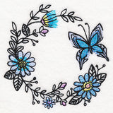 Botanical Blooms Butterfly Wreath in Watercolor
