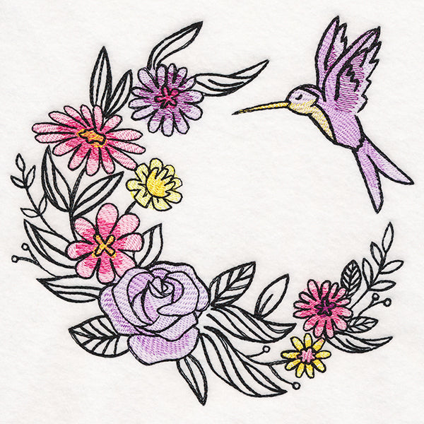 Fanciful Flutters Hummingbird Wreath in Watercolor