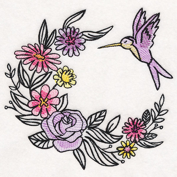 Fanciful Flutters Hummingbird Wreath in Watercolor