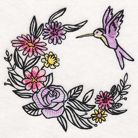 Fanciful Flutters Hummingbird Wreath in Watercolor