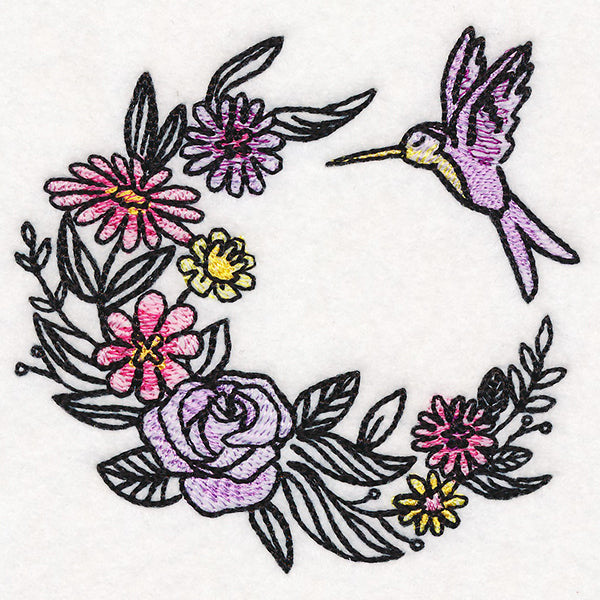 Fanciful Flutters Hummingbird Wreath in Watercolor