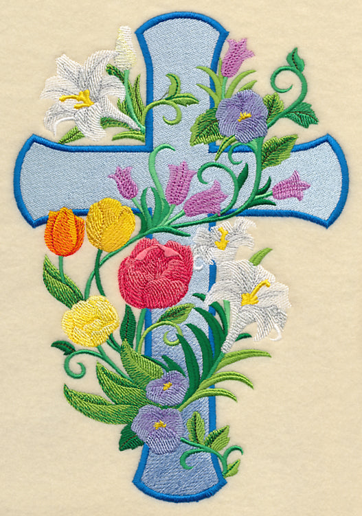 Cross and Spring Flowers