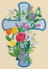 Cross and Spring Flowers