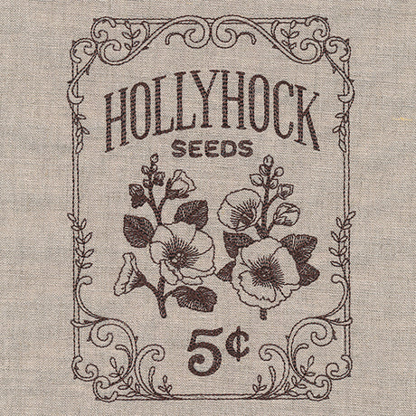 Flower Garden Seed Packet - Hollyhocks