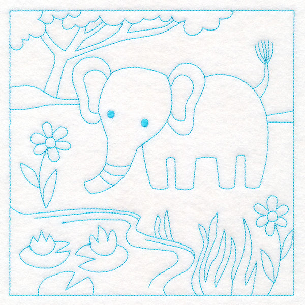 Sweet Safari Elephant Quilting Square (Double Run)