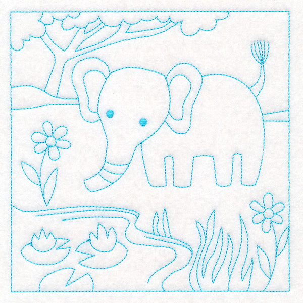 Sweet Safari Elephant Quilting Square (Double Run)