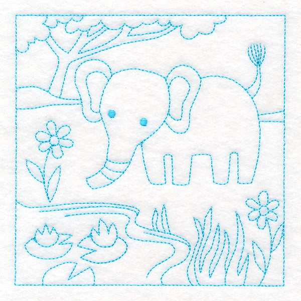 Sweet Safari Elephant Quilting Square (Double Run)