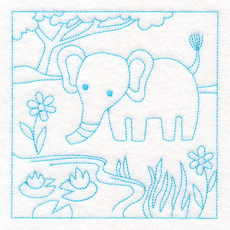 Sweet Safari Elephant Quilting Square (Double Run)