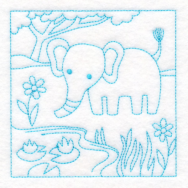 Sweet Safari Elephant Quilting Square (Double Run)
