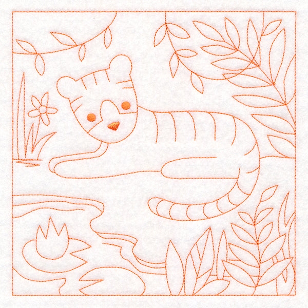 Sweet Safari Tiger Quilting Square (Double Run)