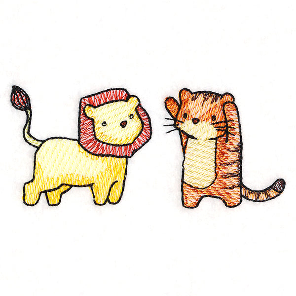 Mischievous Tiger and Lion