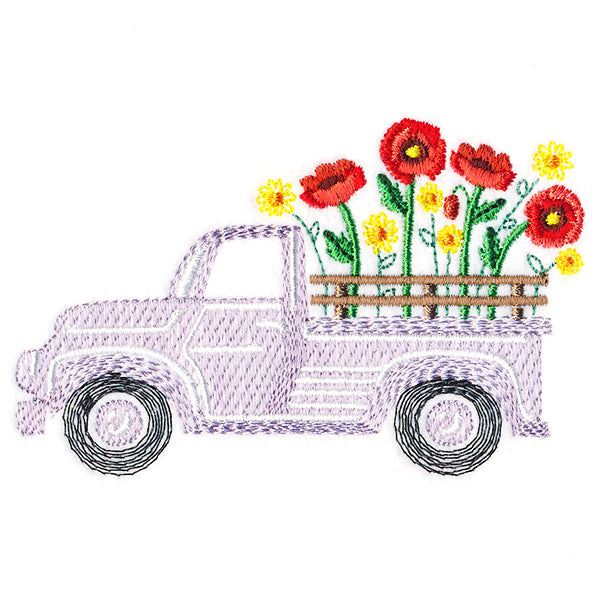 Retro Poppy Flower Truck