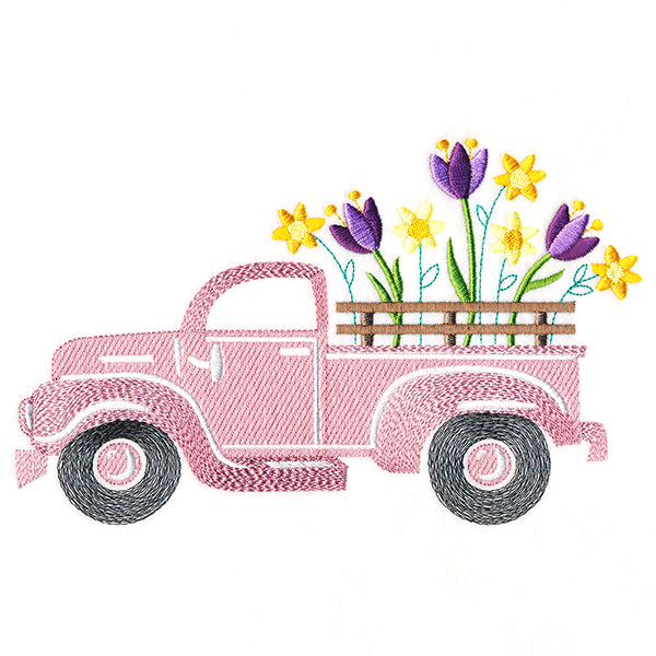 Retro Crocus Flower Truck