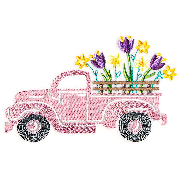 Retro Crocus Flower Truck