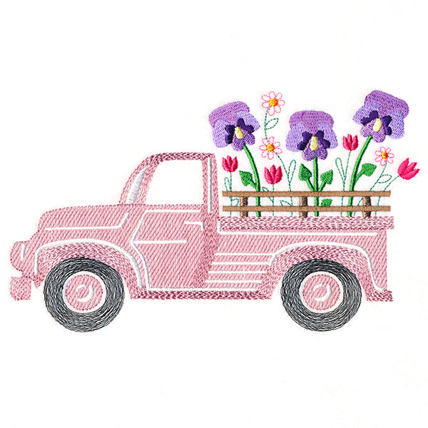 Retro Pansy Flower Truck