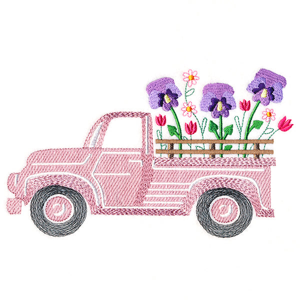 Retro Pansy Flower Truck