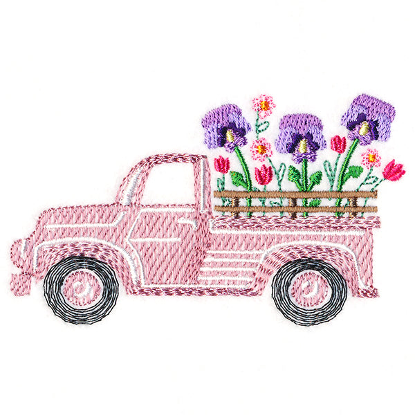 Retro Pansy Flower Truck