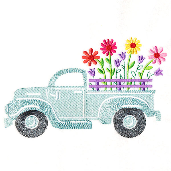 Retro Daisy Flower Truck