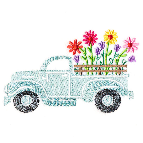 Retro Daisy Flower Truck