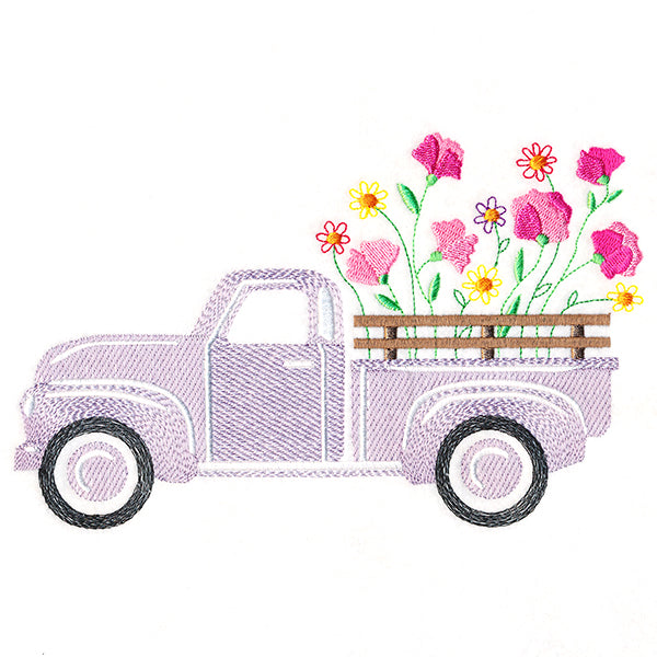 Retro Sweet Pea Flower Truck