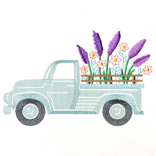 Retro Lilac Flower Truck