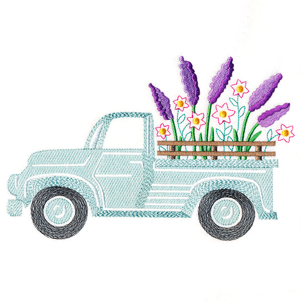 Retro Lilac Flower Truck