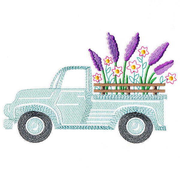 Retro Lilac Flower Truck