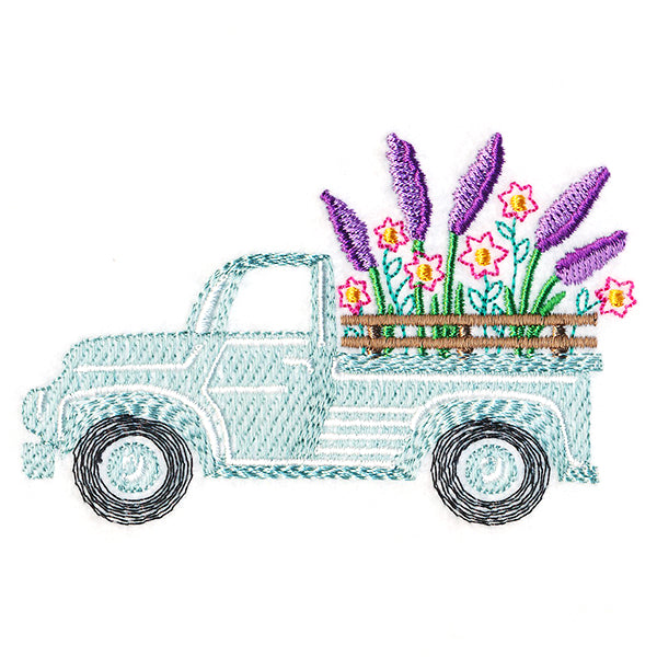 Retro Lilac Flower Truck