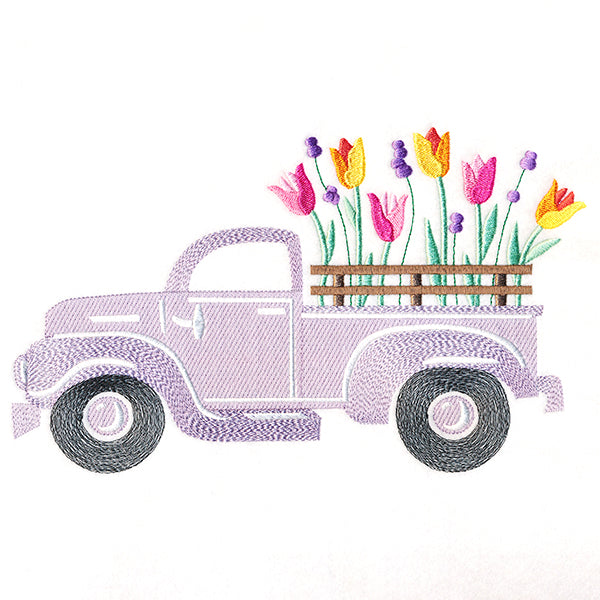 Retro Tulip Flower Truck