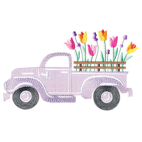 Retro Tulip Flower Truck