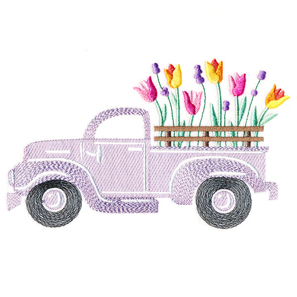 Retro Tulip Flower Truck