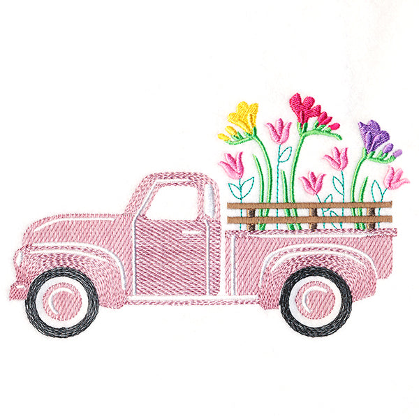 Retro Freesia Flower Truck