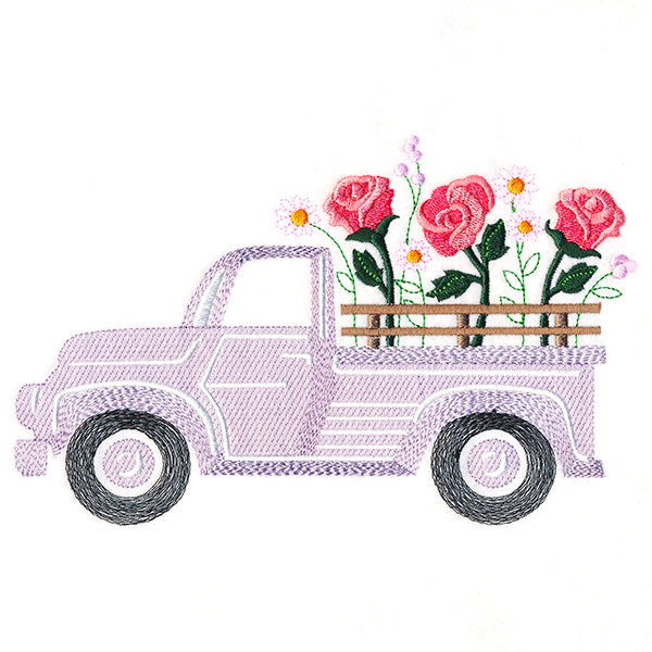 Retro Rose Flower Truck