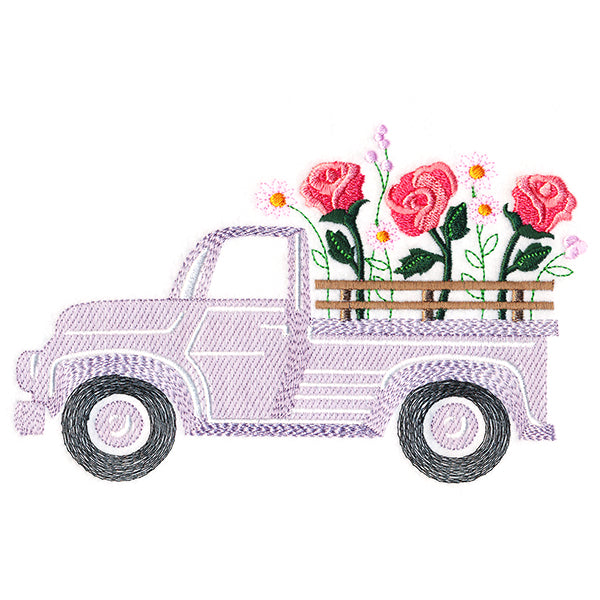 Retro Rose Flower Truck